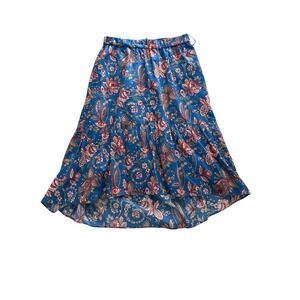 J.crew X Liberty London High Low Blue Floral‎ Cotton Skirt Size 6 Missing Belt